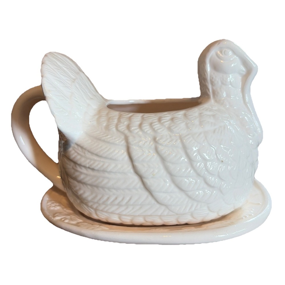 Vintage HIMARK 1Qt. Turkey Gravy Boat‎ Server w/ Drip Plate Chesapeake Porcelain - Picture 3 of 8